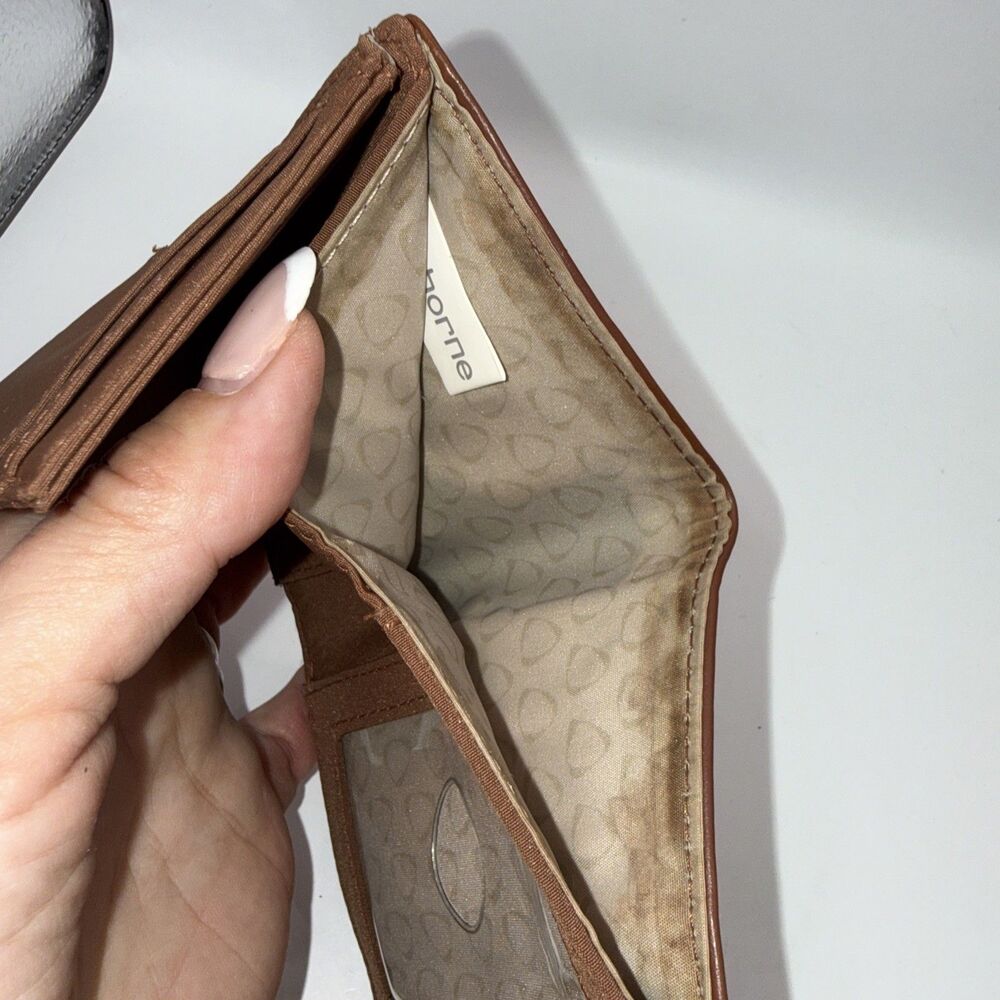 Liz Claiborne Vtg Trifold Cognac Brown Leather VTG Wallet - Picture 4 of 6